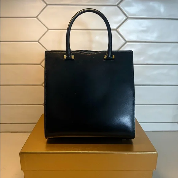 Saint Laurent Black Satchel with Gold Accents - Picture 3 of 5